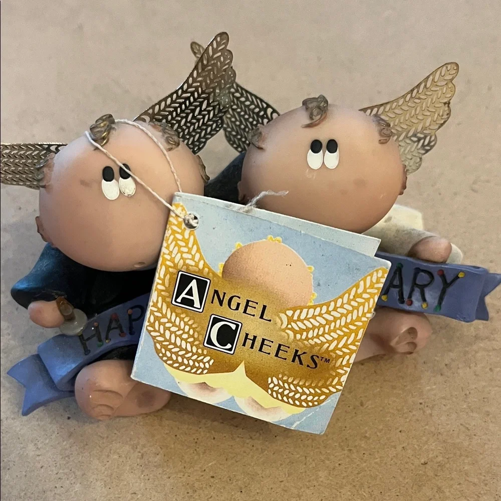 Adorable Angel Cake Toppers with Gold Wings